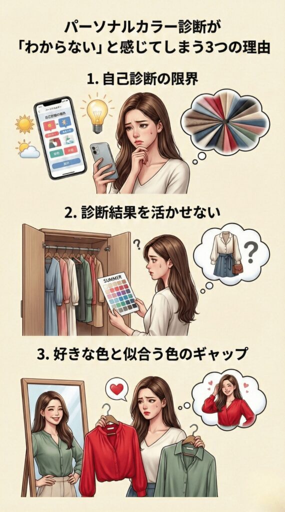 パーソナルカラー診断が「わからない」と感じてしまう3つの理由