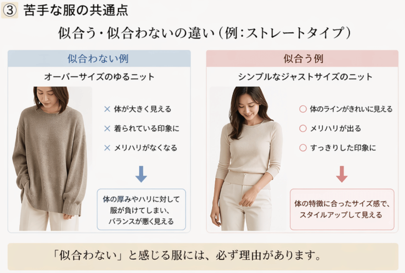 苦手な服の共通点を探す