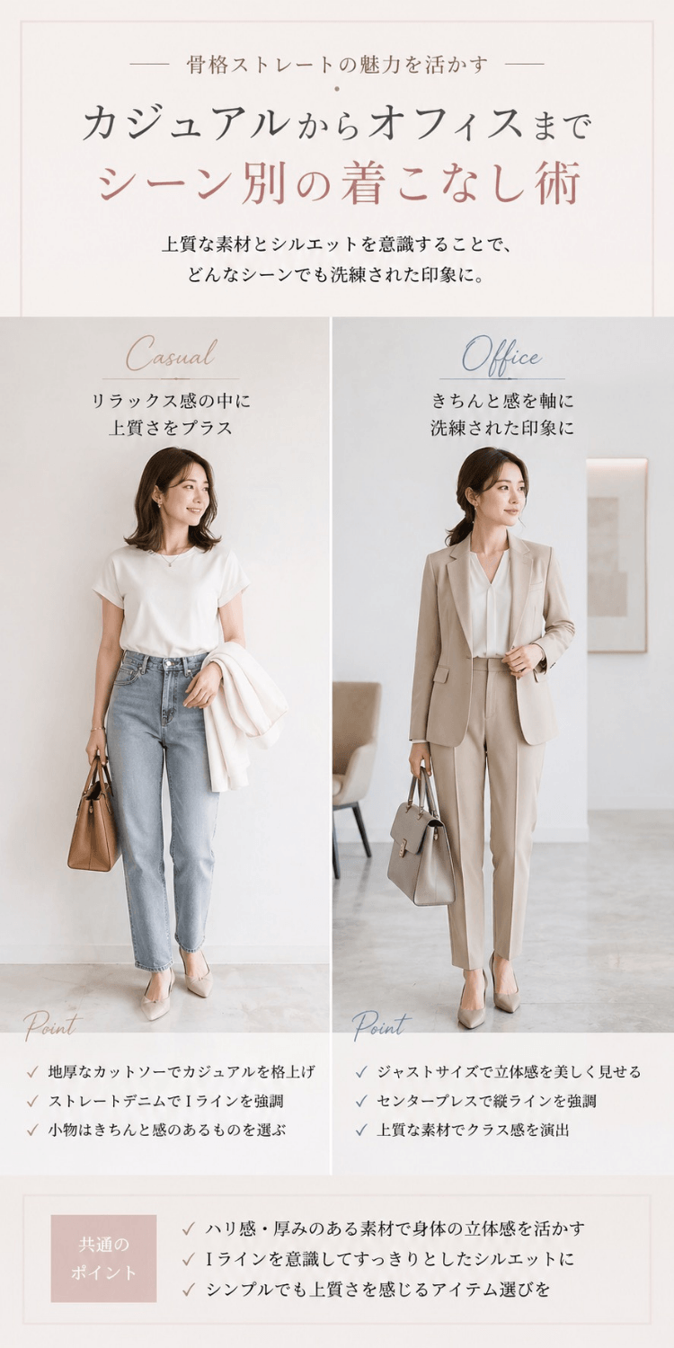 カジュアルからオフィスまでシーン別の着こなし術