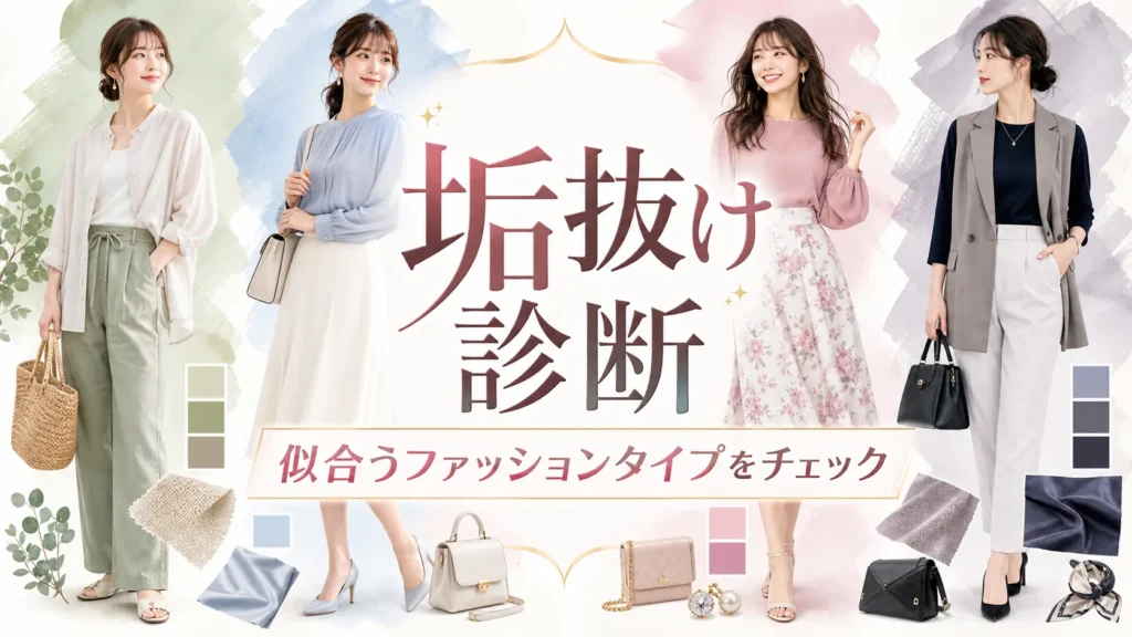 垢抜け診断で似合うファッションタイプをチェックする記事