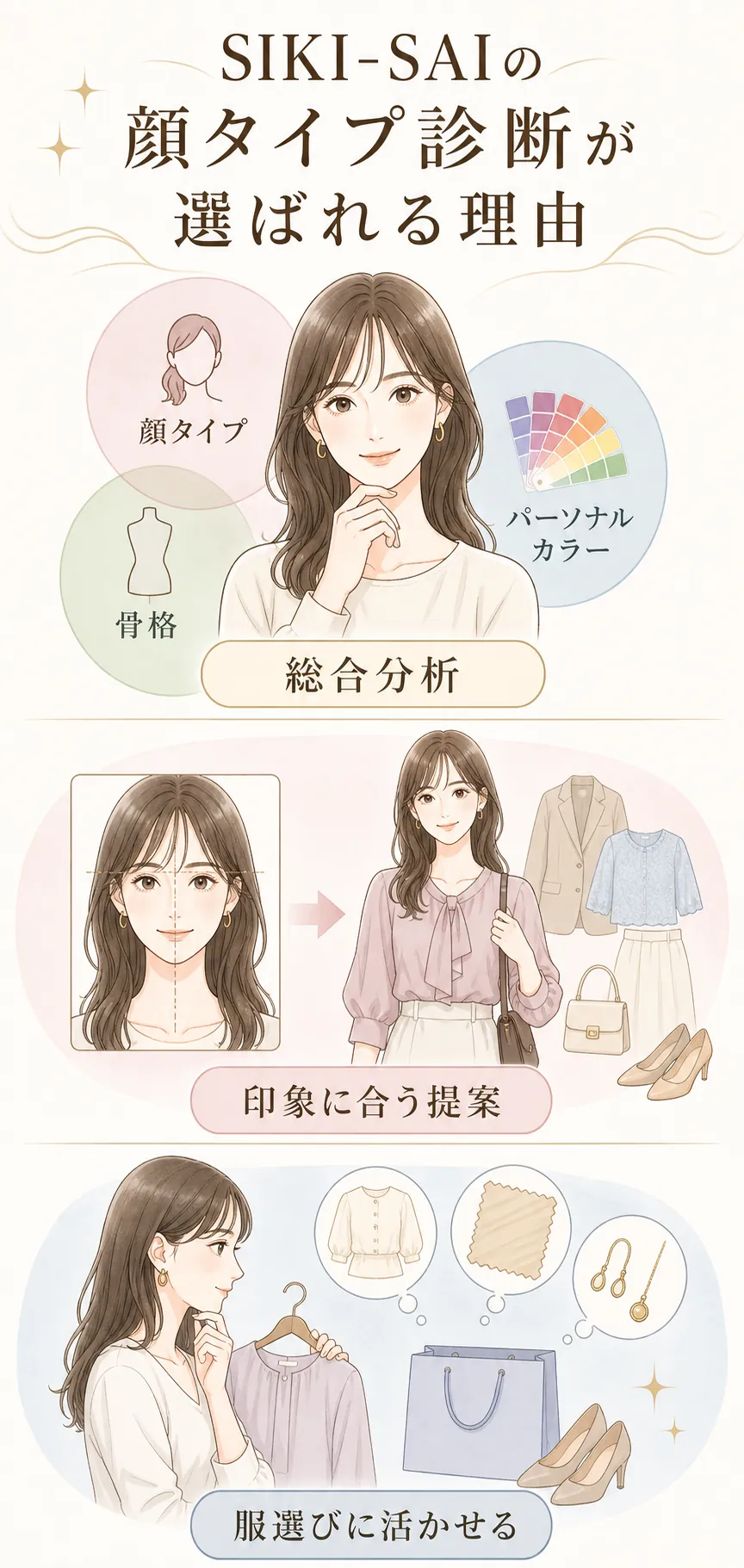 顔タイプ・骨格・パーソナルカラーを総合分析するサロン