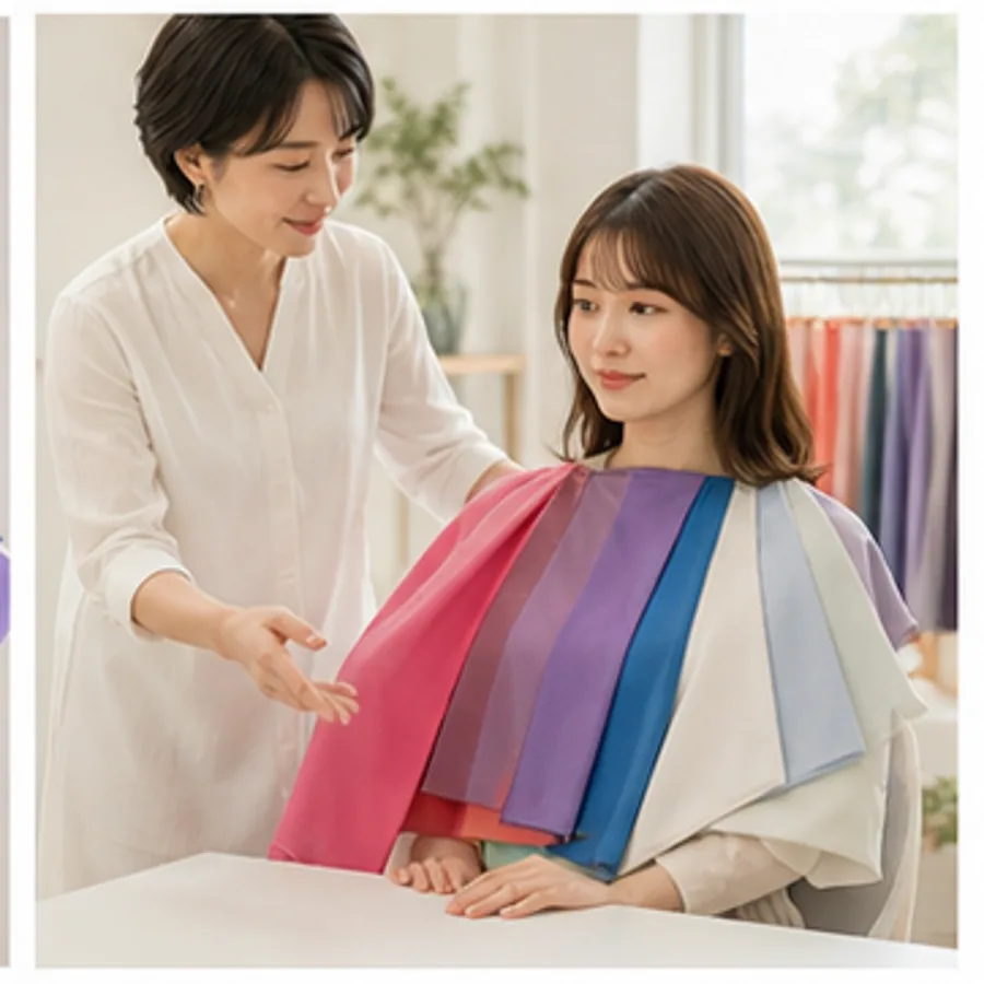 多数のドレープを比較して色の条件を説明する診断