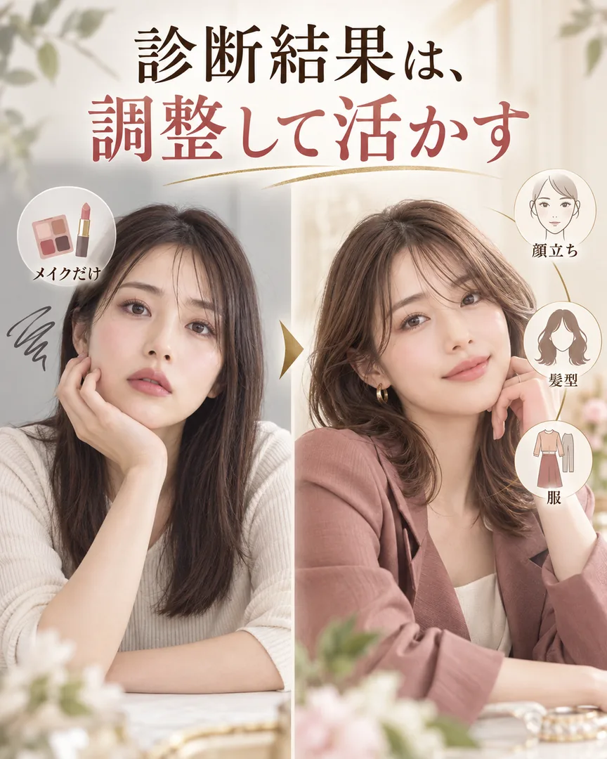 診断結果を顔立ち・髪型・服に合わせて調整する